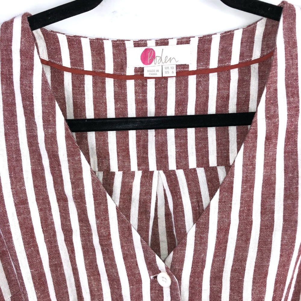 Boden Rust and White Striped Sleeveless Jumpsuit - Picture 7 of 10